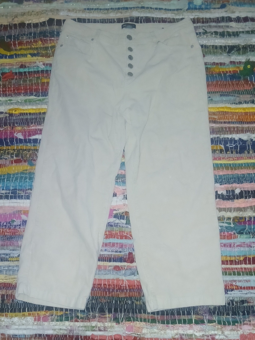 Jones New York Tan Button Fly Cropped Wide Leg Corduroys 14